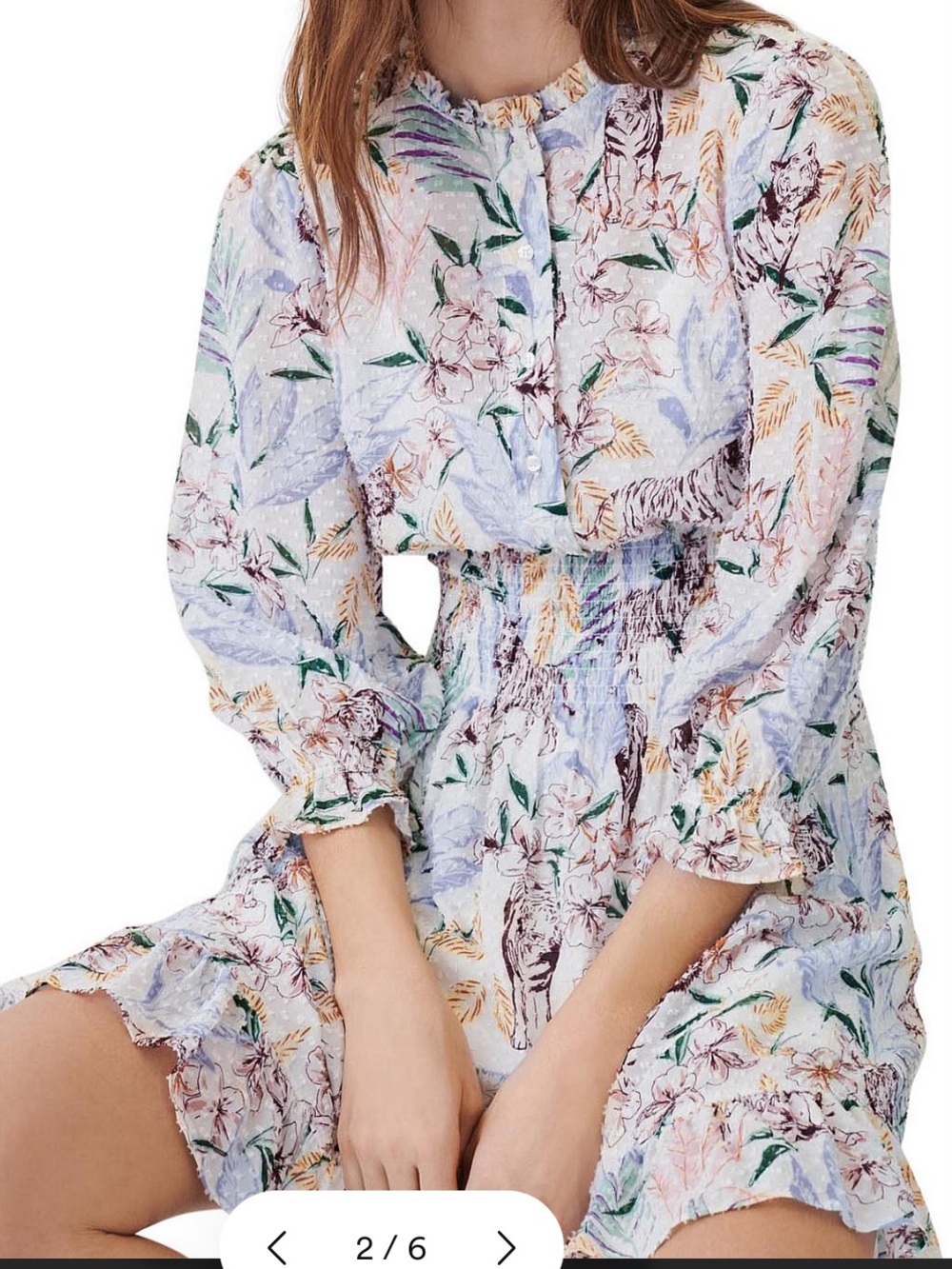 Maje Rythonela Smocked Printed Dress